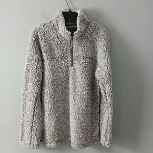True Grit Women's Size XS Sherpa Sweater 1/4 Zip Pullover‎ Tan Brown Long Sleeve